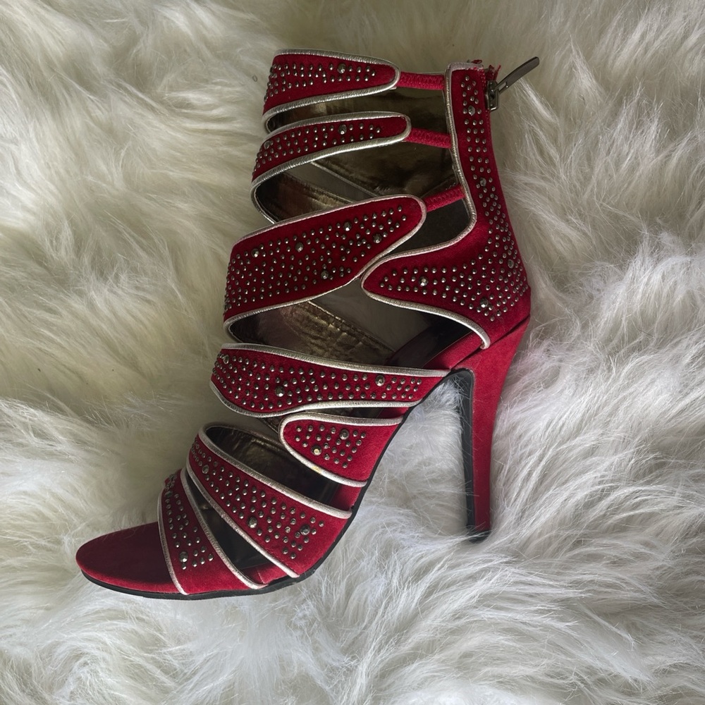 Elegant Red Strappy Heels